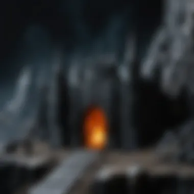 An artistic representation of Morgoth in his dark fortress.