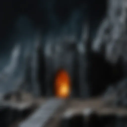 An artistic representation of Morgoth in his dark fortress.