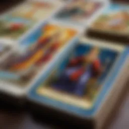 A close-up view of different tarot card decks showcasing unique artistry and themes.
