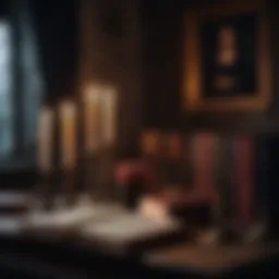 A dark, atmospheric scene depicting a classic vampire novel setting with gothic elements.