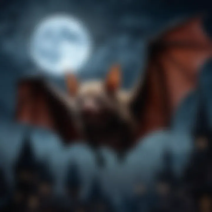 An artistic representation of a vampire bat blending into a moonlit night