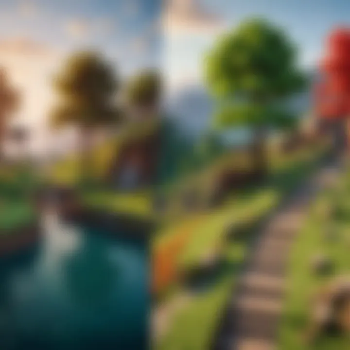 Comparison of different visual styles in Minecraft