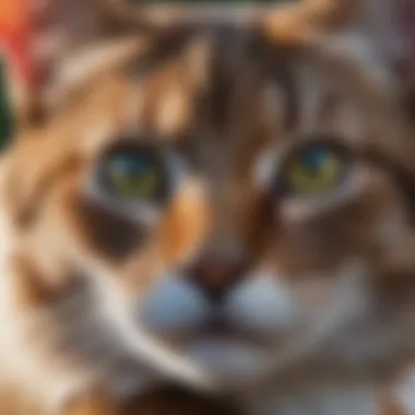 A close-up of a warrior cat character with intense eyes