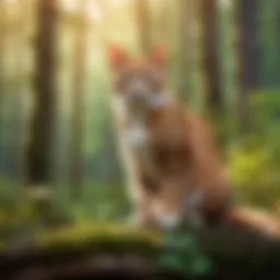 A captivating illustration of a warrior cat in a mystical forest