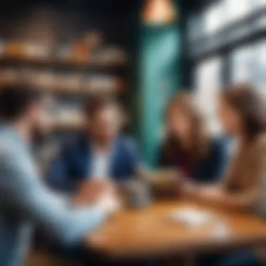 A diverse group discussing a book in a coffee shop